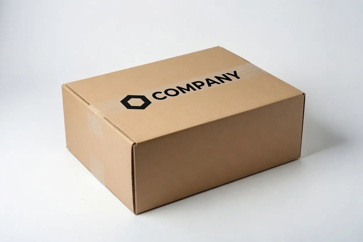Essential packaging — branded corrugated box with logo